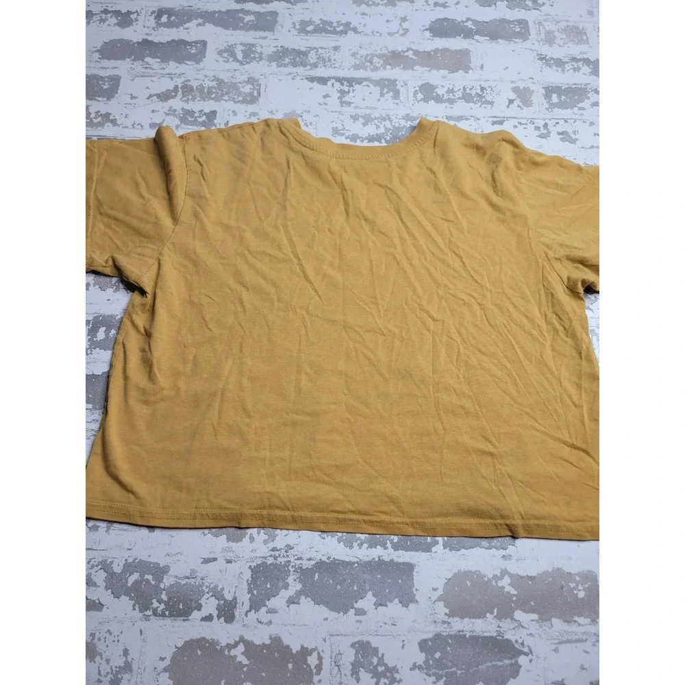 Disney‎ Mickey Mouse Crop Top Mustard Yellow Women's Large - Picture 2 of 6